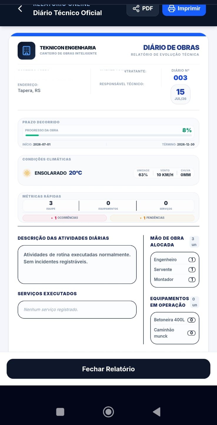 Relatório em PDF do Diário de Obras